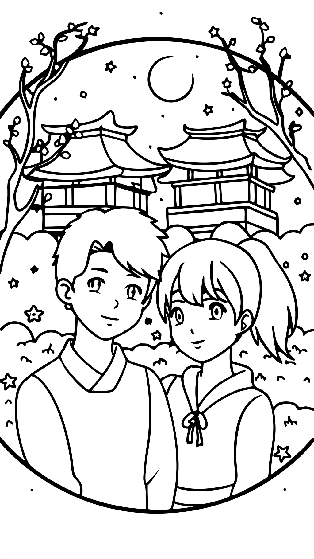 coloring pages of anime couples